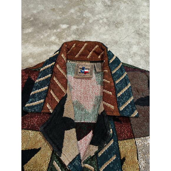 Don't mess with Texas Tapestry Vest Made In USA Vintage 1990s Sz m - Picture 4 of 5